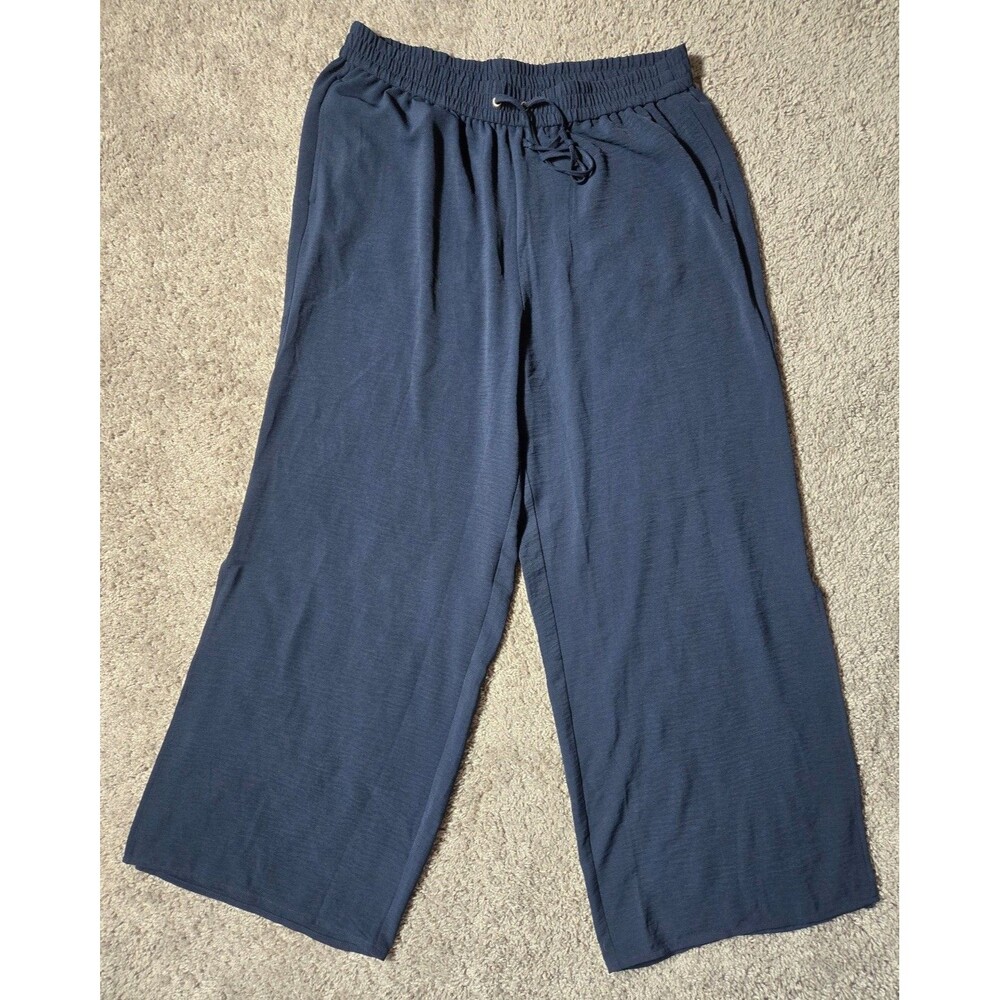 Michael Kors Wide Leg Casual Pant Swimsuit cover Navy Blue Lightweight Size XL